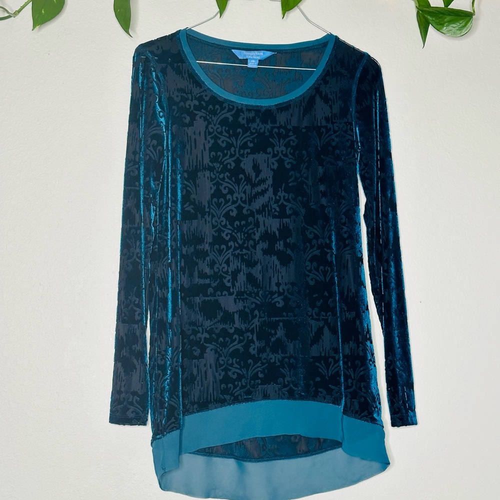 Vera Wang Long Sleeve Sheer Tunic Top